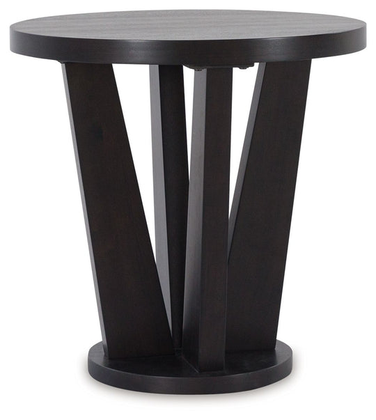 Chasinfield - Round End Table - Dark Brown