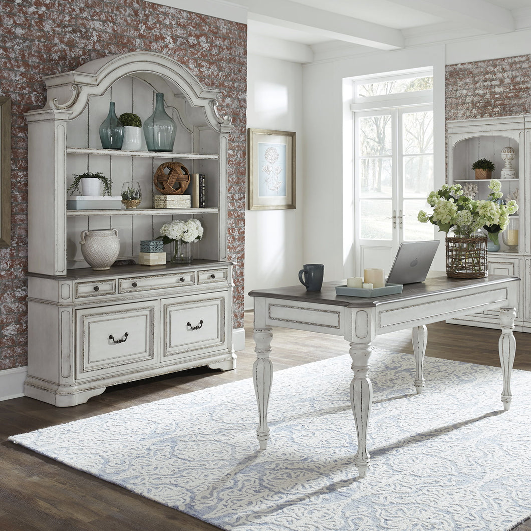 Magnolia Manor - 3 Piece Home Office Set (Desk & Hutch) - White