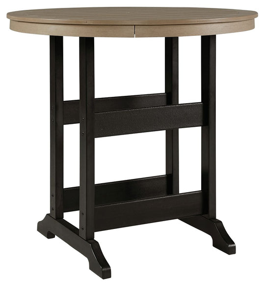 Fairen Trail - Round Bar Table w/Umb OPT - Black / Driftwood