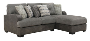 Berlin - 2 Piece Sectional - Gray Herringbone & Sanded Microfiber - Fabric