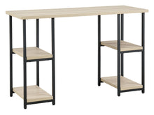 Waylowe - Natural / Black - Home Office Desk - Double-Shelf Pedestal