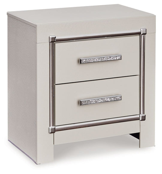 Zyniden - Two Drawer Night Stand - Silver