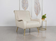 Ricci - Upholstered Saddle Arms Accent Chair - Stone and Gold