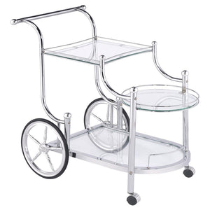 Sarandon - 3-Tier Serving Cart - Chrome And Clear