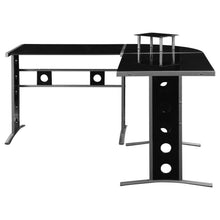Keizer - 3 Piece L-Shape Office Desk Set - Black And Silver