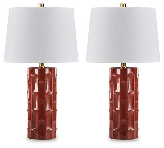 Jacemour - Burnt Umber - Ceramic Table Lamp (Set of 2)