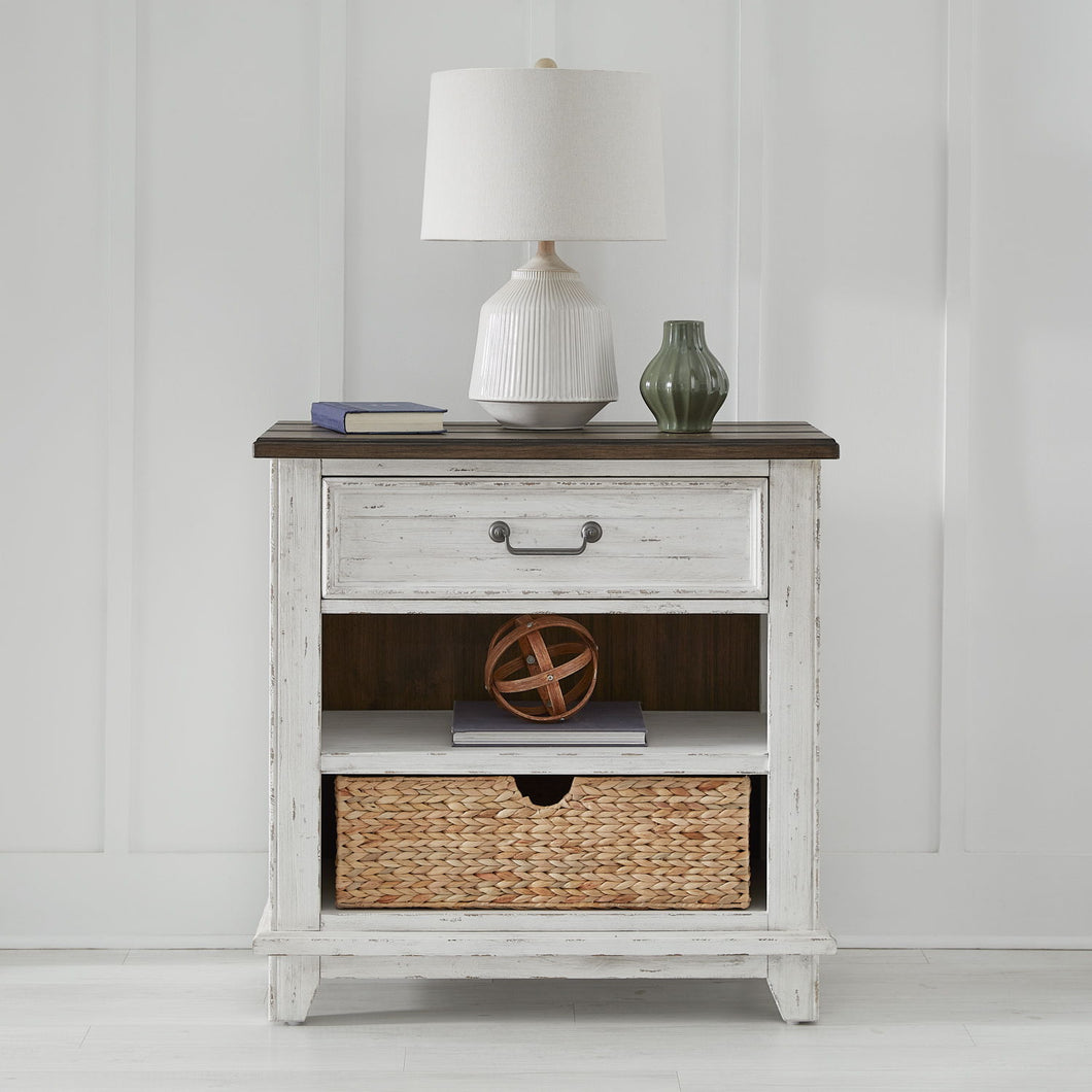 River Place - Bedside Chest With Charging Station - White