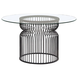 Granvia - Round Glass Top Dining Table - Clear And Gunmetal