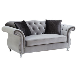 Frostine - Button Tufted Loveseat - Silver