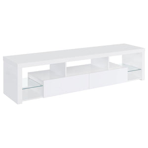 Jude - 2-Drawer 71" TV Stand With Shelving - White High Gloss