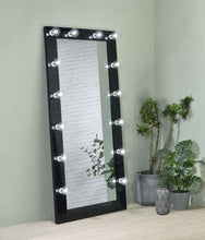 Zayan - Full Length Floor Mirror With Lighting - Black High Gloss