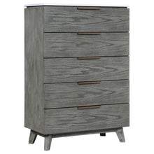 Nathan - 5-Drawer Chest - White Marble and Grey