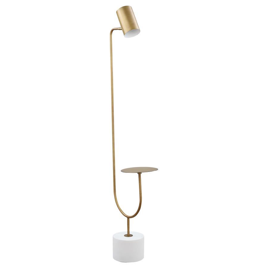 Jodie - Round Base Floor Lamp - Antique Brass And Gray