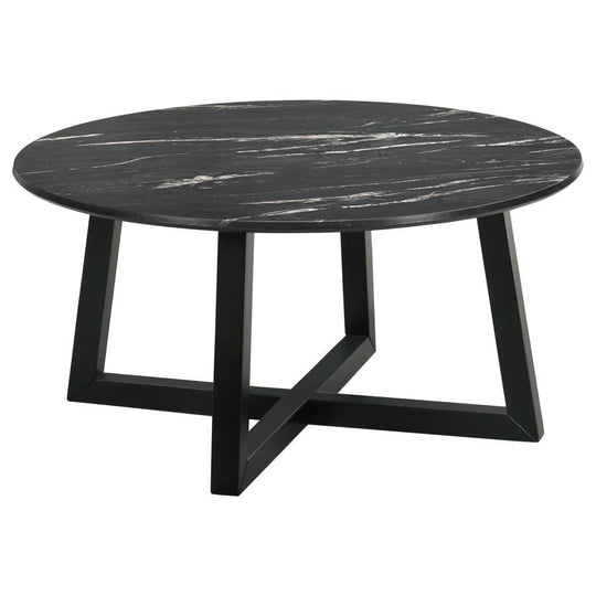 Skylark - Round Marble - Like Smart Top Coffee Table - Black