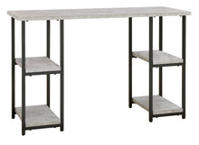 Lazabon - Gray / Black - Home Office Desk - Double-Shelf Pedestal