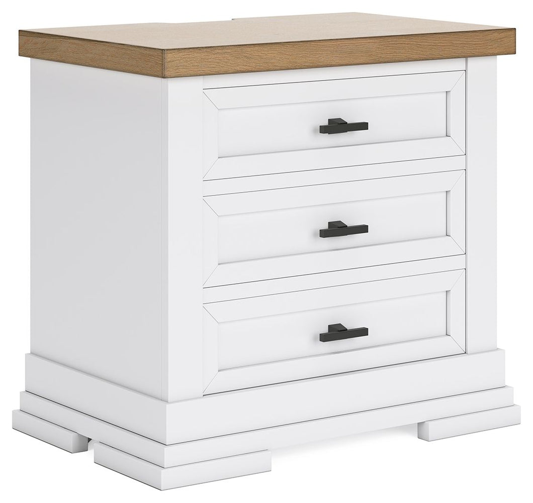 Ashbryn - White / Natural - Three Drawer Night Stand