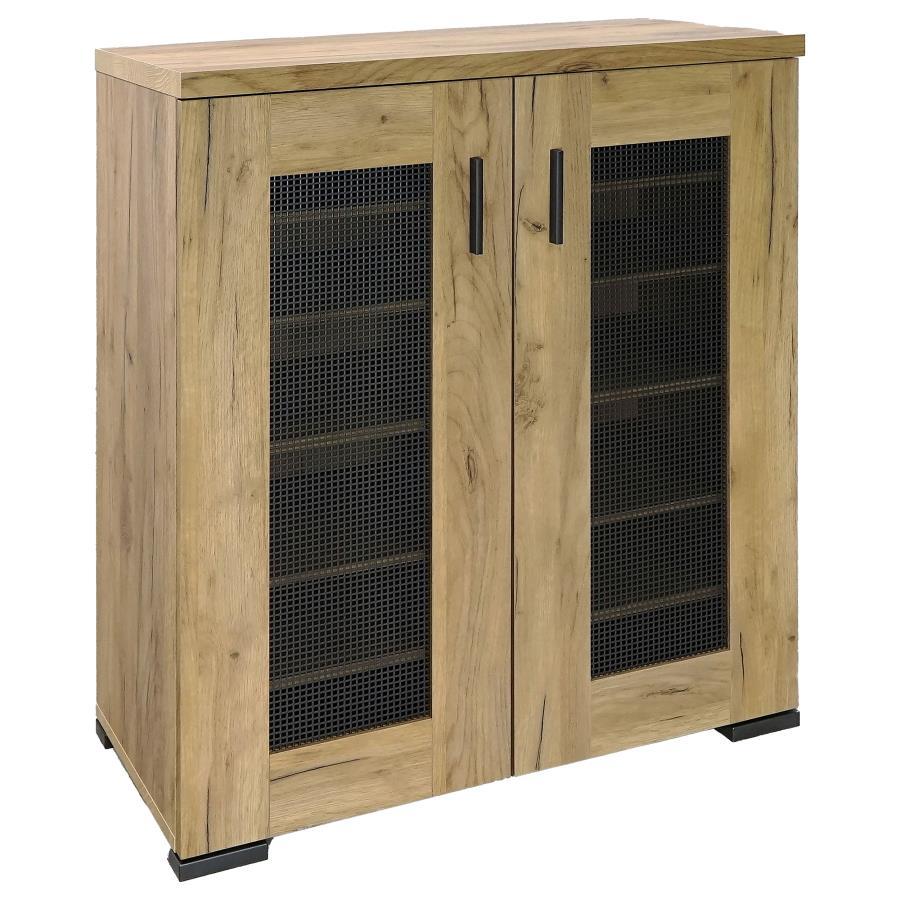 Bristol - Metal Mesh Door Accent Cabinet - Golden Oak