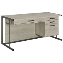 Loomis - 4-Drawer Rectangular Office Desk - Whitewashed Gray And Gunmetal