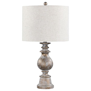 Brie - Drum Shade Table Lamp - Oatmeal And Antique Gold