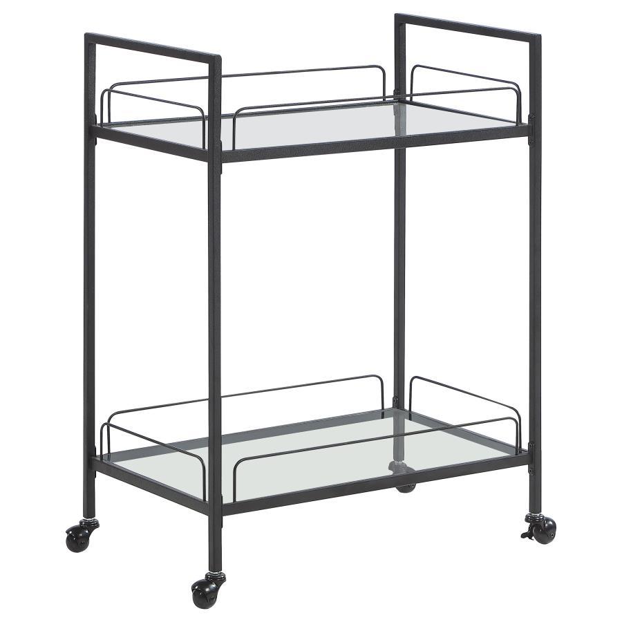 Curltis - Serving Cart With Glass Shelves - Clear And Black