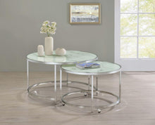 Lynn - 2 Piece Round Nesting Table - White And Chrome
