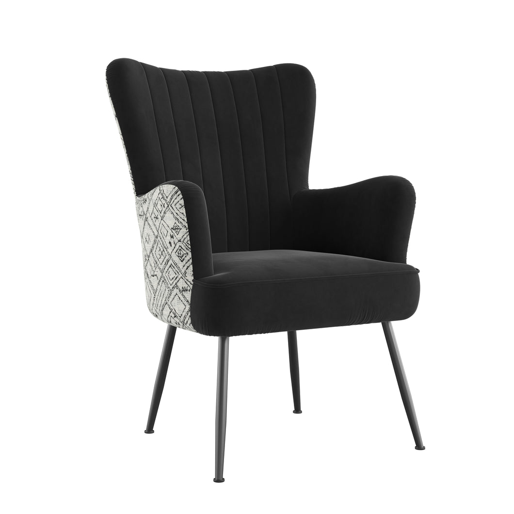 Amera - Accent Chair - Black With Petroglyph Print