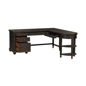 Harvest Home - L Shaped Desk Set - Black - With Hutch