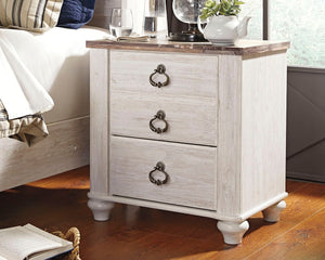 Willowton - Brown / Beige / White - Two Drawer Night Stand