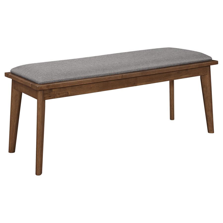 Alfredo - Upholstered Dining Bench - Gray and Natural Walnut
