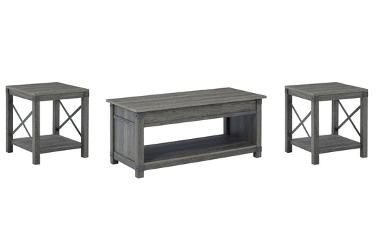 Freedan - 3 Pc. - Coffee Table, 2 End Tables - Grayish Brown