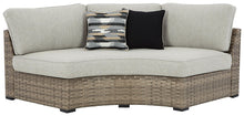 Calworth - Beige - Curved Loveseat With Cushion