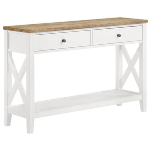 Maisy - Rectangular Wooden Sofa Table With Shelf - Brown and White