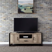 Sun Valley - Entertainment Center With Piers - Light Brown - Metal Side Drawers