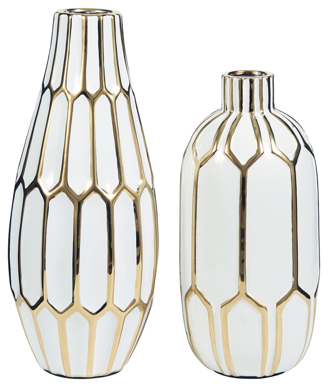 Mohsen - Gold Finish / White - Vase Set (Set of 2)