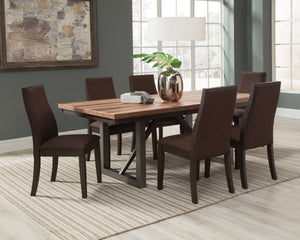 Spring Creek - 5-Piece Dining Room Set - Natural Walnut and Chocolate Brown