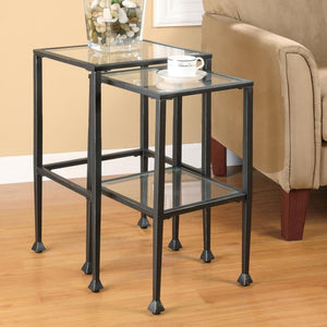 Leilani - 2 Piece Glass Top Nesting Tables - Black