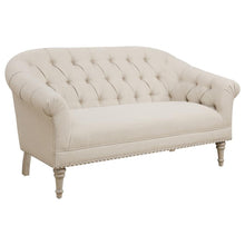 Billie - Tufted Back Settee With Roll Arm - Natural