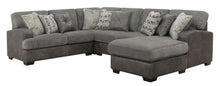 Berlin - 4 Piece Sectional - Gray Herringbone & Sanded Microfiber - Fabric