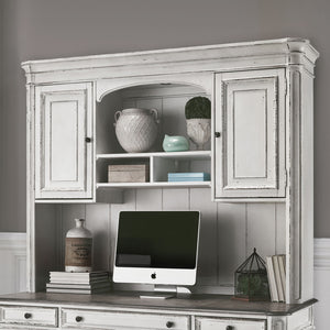 Magnolia Manor - Jr Executive Credenza Hutch - White