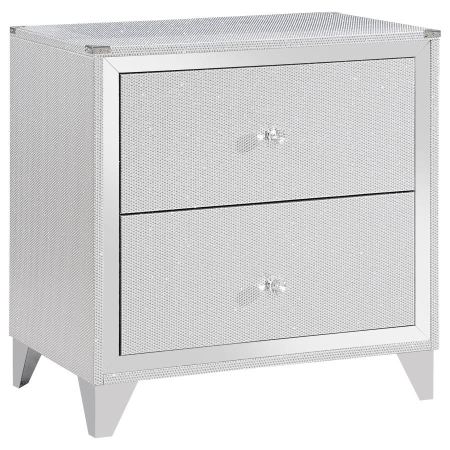 Larue - 2-Drawer Nightstand With USB Port - Silver