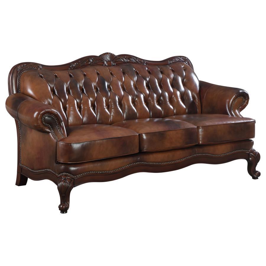 Victoria - Rolled Arm Sofa - Tri-Tone And Brown