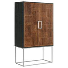 Borman - 2-Door Bar Cabinet Wine Storage - Walnut And Black