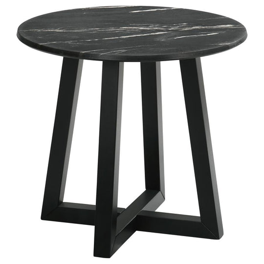 Skylark - Round Marble - Like Smart Top Side End Table - Black
