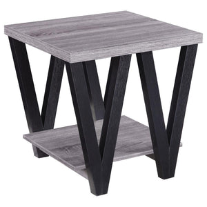 Stevens - V-Shaped End Table - Black And Antique Gray