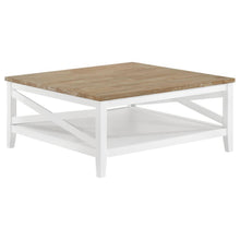 Maisy - Square Wooden Coffee Table With Shelf - Brown and White