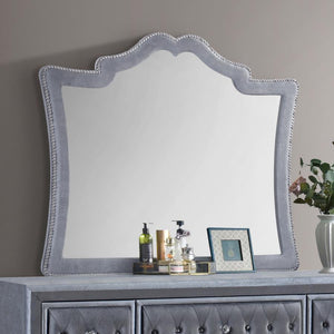 Antonella - Dresser Mirror With Nailhead Trim - Gray