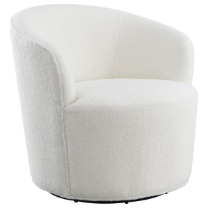 Joyce - Upholstered Swivel Barrel Chair - White