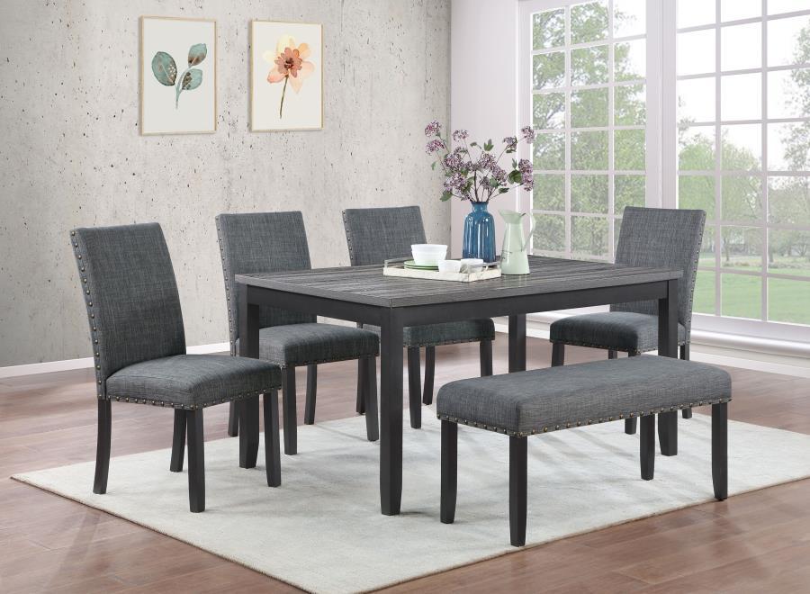 Barlow Piece Rectangular Dining Table Set Gray And Black
