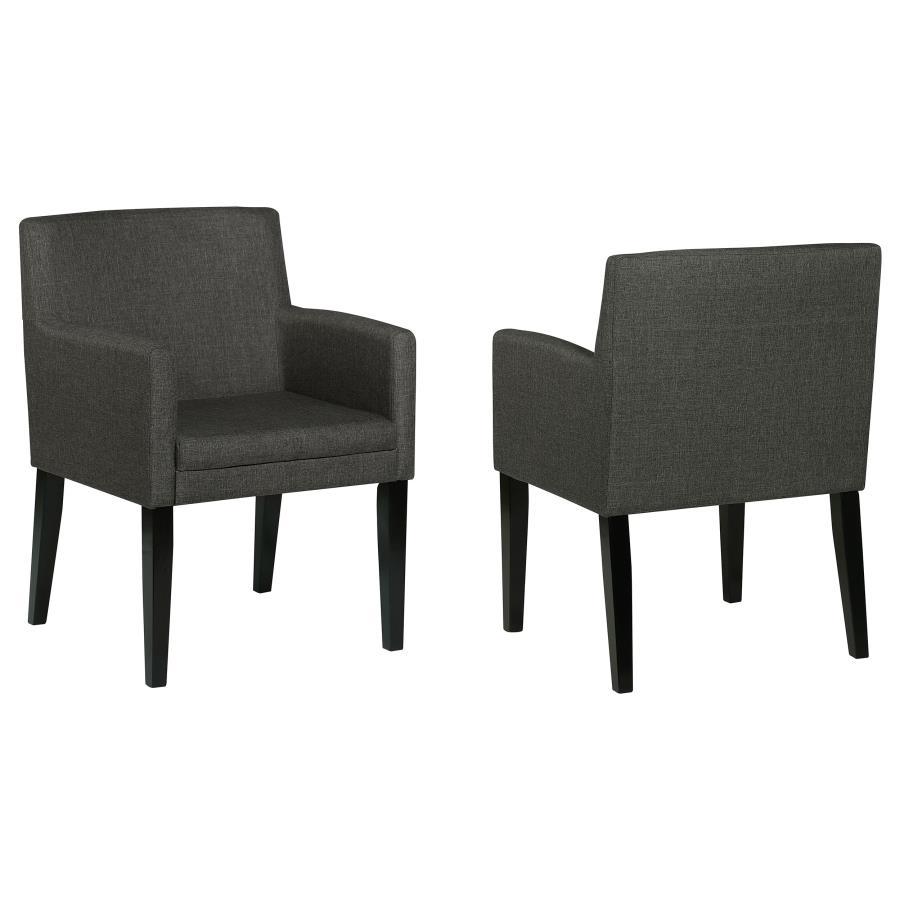 Catherine - Upholstered Dining Arm Chair (Set of 2) - Charcoal Grey and Black