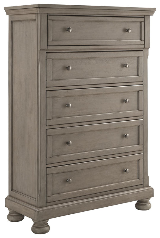 Lettner - Five Drawer Chest - 2-handles - Light Gray